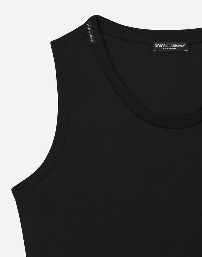 Dolce and Gabbana TShirts And Polos Men Jersey Singlet With Branded Tag Black Dolce and Gabbana TShirts And Polos Men Jersey Singlet With Branded Tag Black