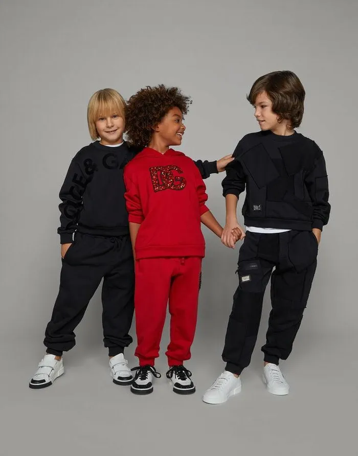 Dolce and Gabbana TShirts And Sweatshirts Children Jersey Roundneck Sweatshirt With Patchwork Black Dolce and Gabbana TShirts And Sweatshirts Children Jersey Roundneck Sweatshirt With Patchwork Black