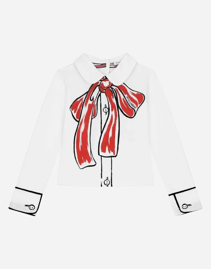 Dolce and Gabbana TShirts And Sweatshirts Children Jersey Tshirt With Bow Print White Dolce and Gabbana TShirts And Sweatshirts Children Jersey Tshirt With Bow Print White
