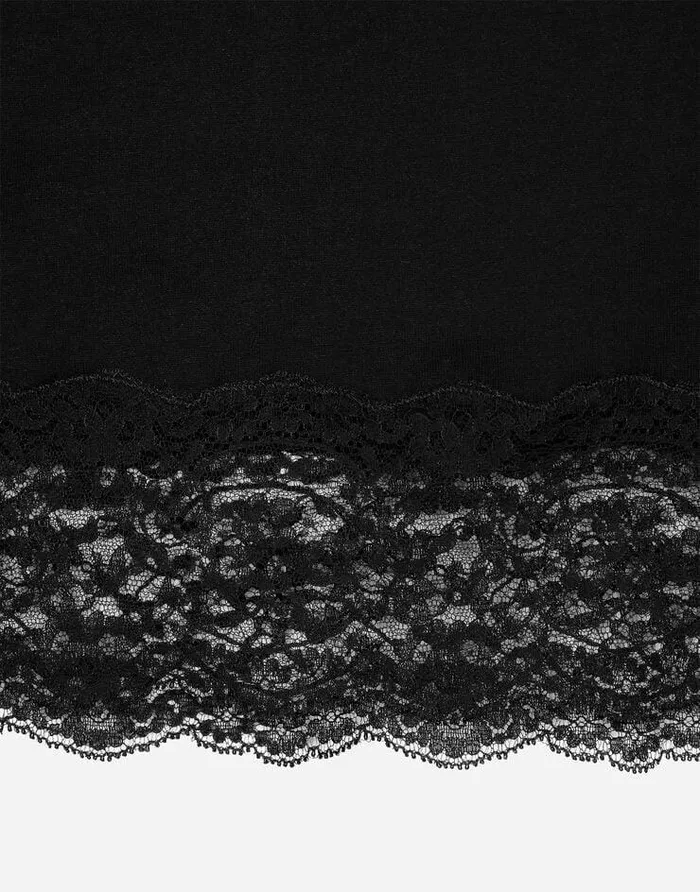 Dolce and Gabbana TShirts And Sweatshirts Women Jersey Tshirt With Lace Inserts And The DolceandGabbana Tag Black Dolce and Gabbana TShirts And Sweatshirts Women Jersey Tshirt With Lace Inserts And The DolceandGabbana Tag Black
