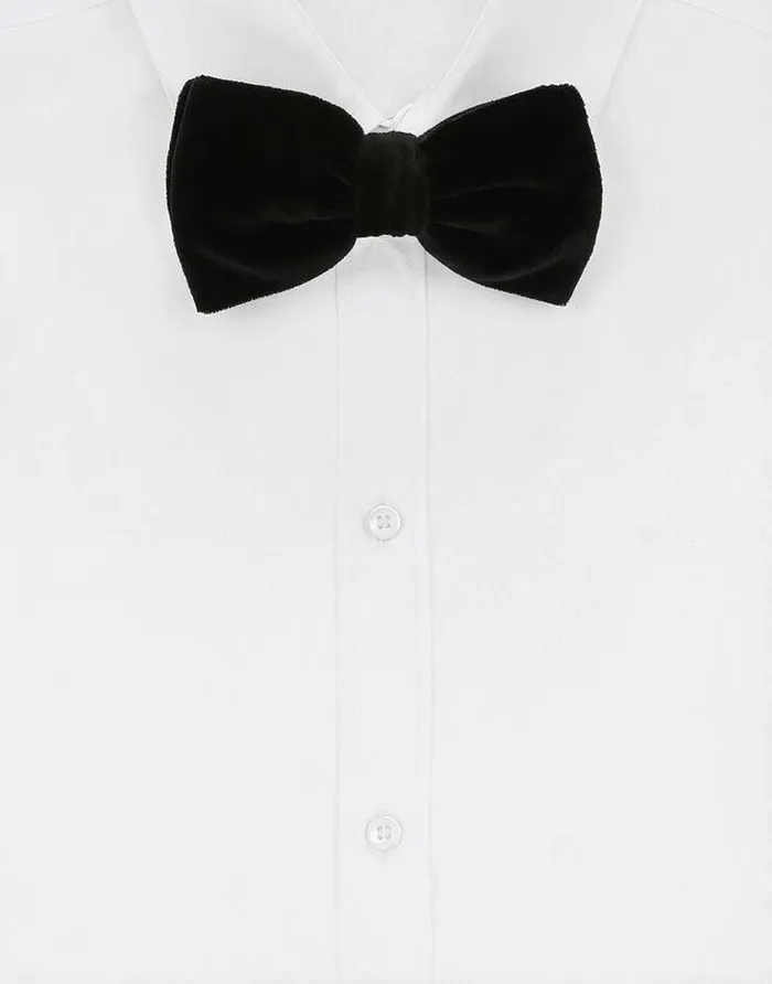 Dolce and Gabbana Ties And Pocket Squares Men Cotton Velvet Bow Tie Black