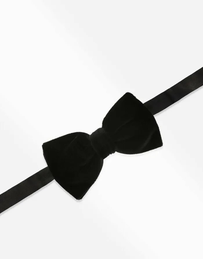 Dolce and Gabbana Ties And Pocket Squares Men Cotton Velvet Bow Tie Black Dolce and Gabbana Ties And Pocket Squares Men Cotton Velvet Bow Tie Black
