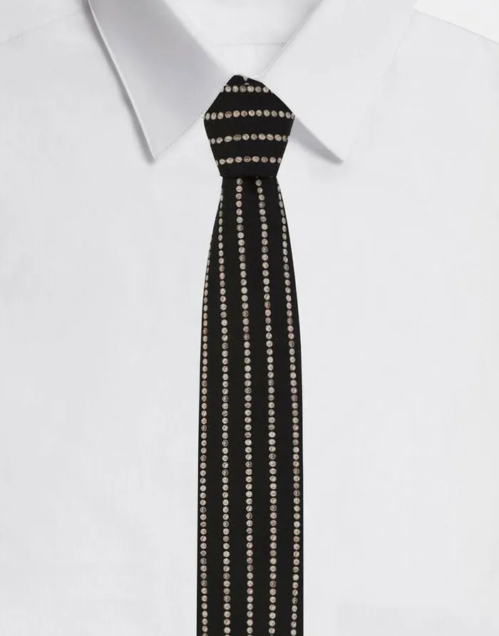 Dolce and Gabbana Ties And Pocket Squares Men Small Coin Print 6cm Silk Blade Tie Black Dolce and Gabbana Ties And Pocket Squares Men Small Coin Print 6cm Silk Blade Tie Black