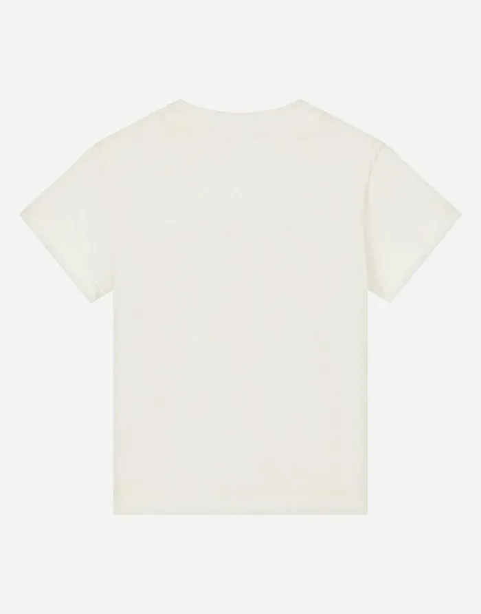Dolce and Gabbana Topwear Children Jersey Tshirt With Baby Leopard Logo Print White Dolce and Gabbana Topwear Children Jersey Tshirt With Baby Leopard Logo Print White