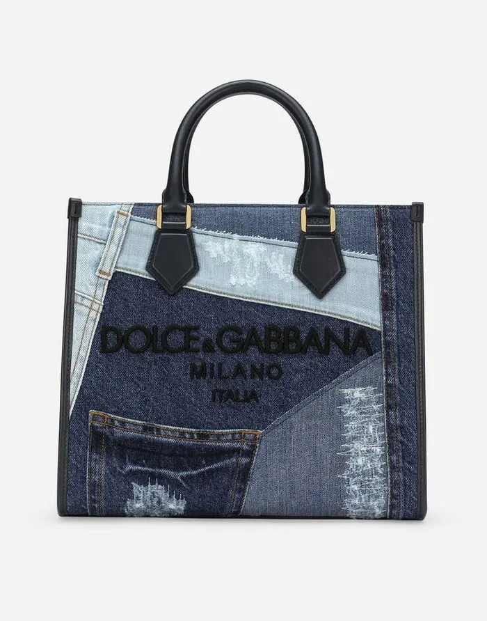 Dolce and Gabbana Totes Women Denim Shopper With Embroidered Logo Denim