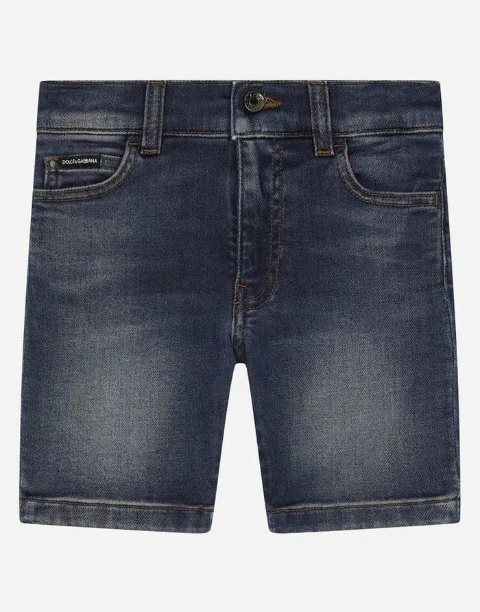 Dolce and Gabbana Trousers And Shorts Children Blue Wash Denim Jersey Shorts Blue Dolce and Gabbana Trousers And Shorts Children Blue Wash Denim Jersey Shorts Blue