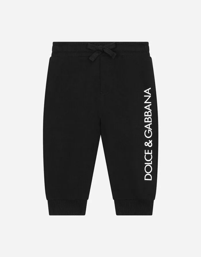 Dolce and Gabbana Trousers And Shorts Children Jersey Jogging Pants With Logo Print Black Dolce and Gabbana Trousers And Shorts Children Jersey Jogging Pants With Logo Print Black