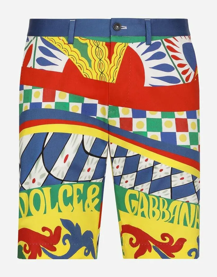Dolce and Gabbana Trousers And Shorts Men Carrettoprint Stretch Cotton Drill Shorts Multicolor Dolce and Gabbana Trousers And Shorts Men Carrettoprint Stretch Cotton Drill Shorts Multicolor