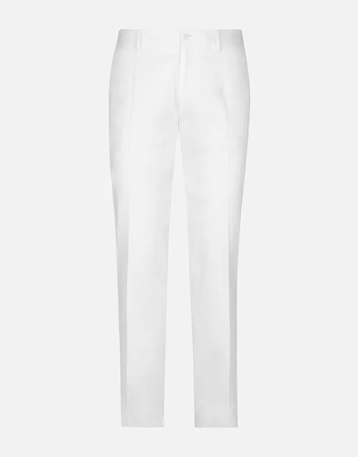 Dolce and Gabbana Trousers And Shorts Men Cotton Gabardine Pants White