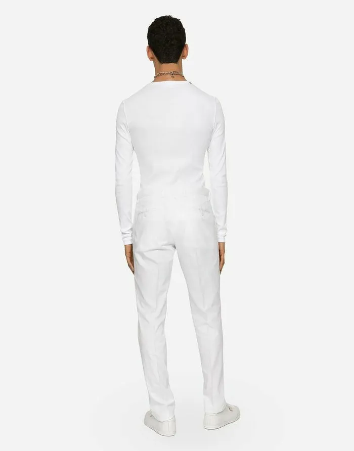 Dolce and Gabbana Trousers And Shorts Men Cotton Gabardine Pants White Dolce and Gabbana Trousers And Shorts Men Cotton Gabardine Pants White