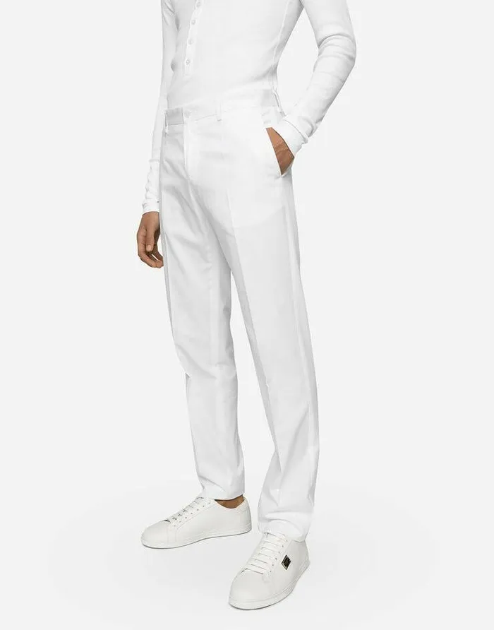 Dolce and Gabbana Trousers And Shorts Men Cotton Gabardine Pants White Dolce and Gabbana Trousers And Shorts Men Cotton Gabardine Pants White