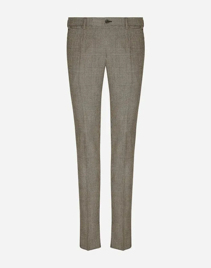 Dolce and Gabbana Trousers And Shorts Men Glen Plaid Wool Pants Multicolor