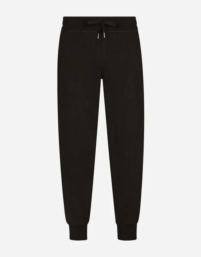 Dolce and Gabbana Trousers And Shorts Men Jersey Jogging Pants With Branded Tag Black Dolce and Gabbana Trousers And Shorts Men Jersey Jogging Pants With Branded Tag Black