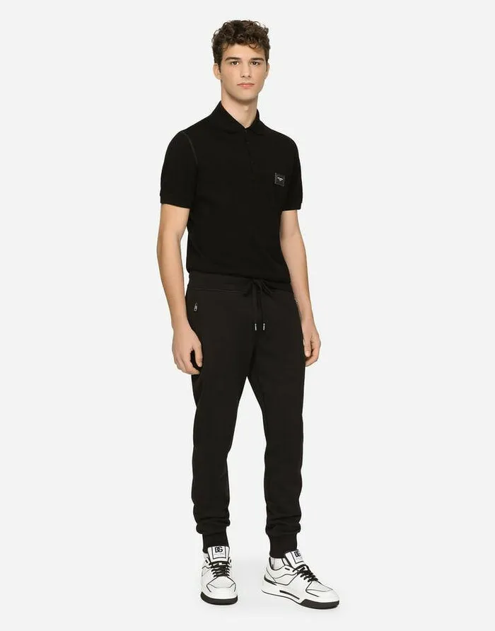 Dolce and Gabbana Trousers And Shorts Men Jersey Jogging Pants With Branded Tag Black Dolce and Gabbana Trousers And Shorts Men Jersey Jogging Pants With Branded Tag Black