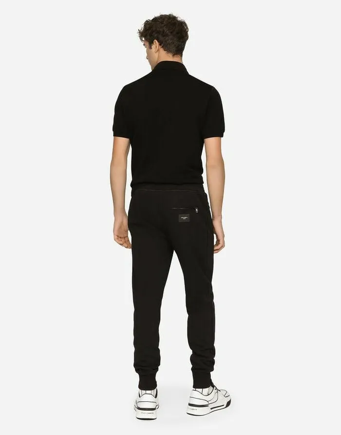 Dolce and Gabbana Trousers And Shorts Men Jersey Jogging Pants With Branded Tag Black Dolce and Gabbana Trousers And Shorts Men Jersey Jogging Pants With Branded Tag Black