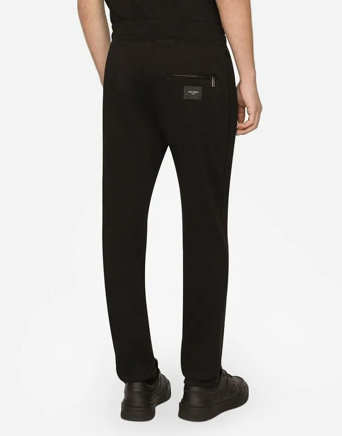 Dolce and Gabbana Trousers And Shorts Men Jersey Jogging Pants With Branded Tag Black Dolce and Gabbana Trousers And Shorts Men Jersey Jogging Pants With Branded Tag Black