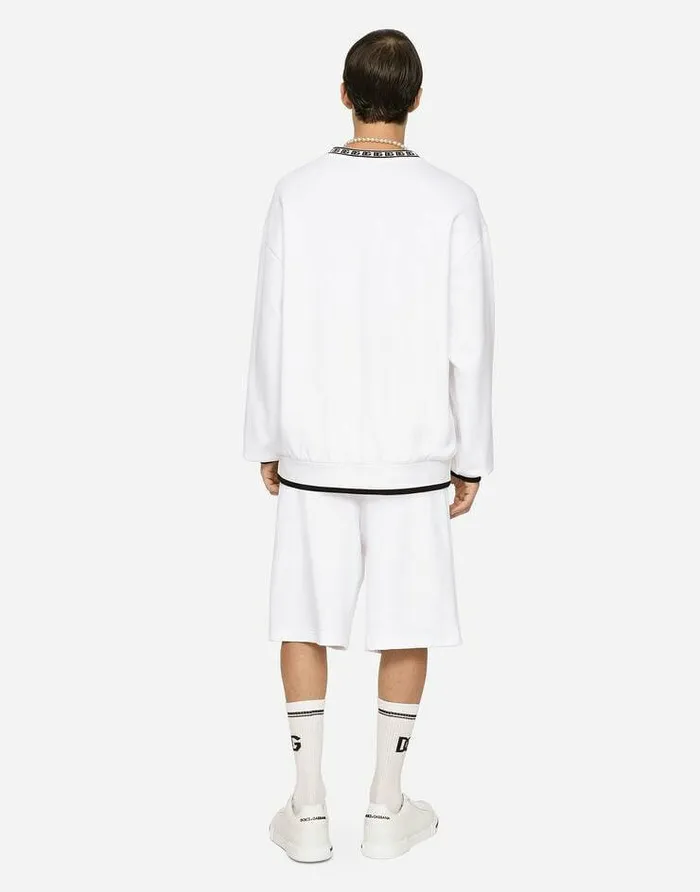 Dolce and Gabbana Trousers And Shorts Men Jogging Shorts With DG Embroidery And DG Monogram White Dolce and Gabbana Trousers And Shorts Men Jogging Shorts With DG Embroidery And DG Monogram White