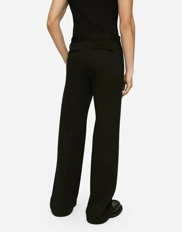 Dolce and Gabbana Trousers And Shorts Men Straightleg Technical Cotton Jersey Pants Black Dolce and Gabbana Trousers And Shorts Men Straightleg Technical Cotton Jersey Pants Black