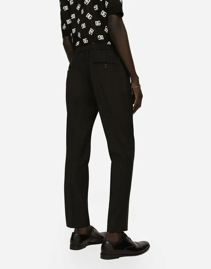 Dolce and Gabbana Trousers And Shorts Men Stretch Cotton Pants With DG Embroidery Black Dolce and Gabbana Trousers And Shorts Men Stretch Cotton Pants With DG Embroidery Black