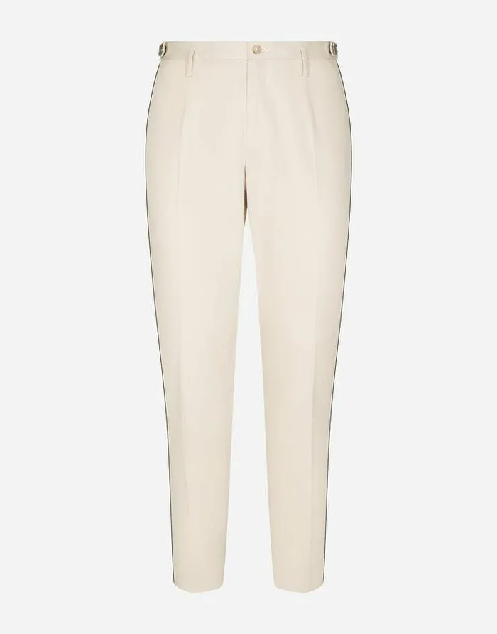 Dolce and Gabbana Trousers And Shorts Men Stretch Cotton Pants With DG Hardware Beige Dolce and Gabbana Trousers And Shorts Men Stretch Cotton Pants With DG Hardware Beige