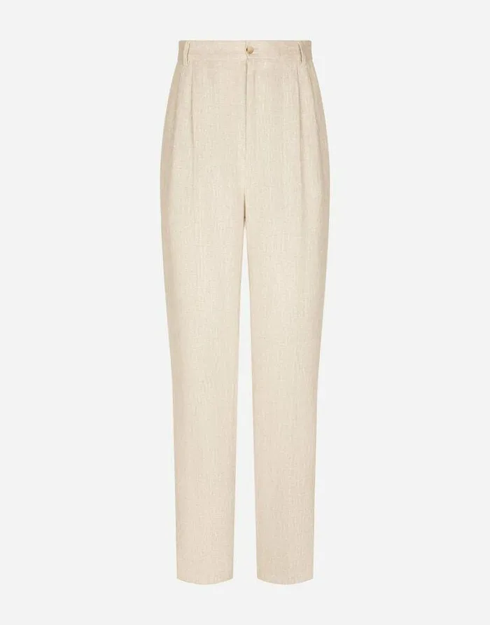 Dolce and Gabbana Trousers And Shorts Men Tailored Linen Pants Multicolor