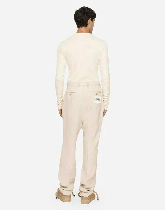 Dolce and Gabbana Trousers And Shorts Men Tailored Linen Pants Multicolor Dolce and Gabbana Trousers And Shorts Men Tailored Linen Pants Multicolor