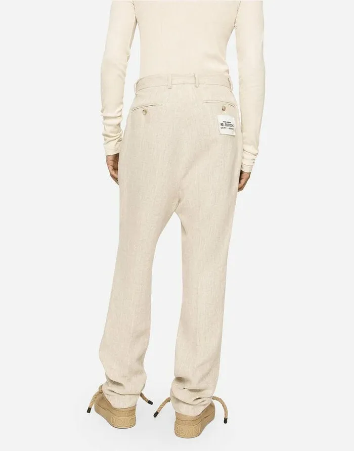 Dolce and Gabbana Trousers And Shorts Men Tailored Linen Pants Multicolor Dolce and Gabbana Trousers And Shorts Men Tailored Linen Pants Multicolor