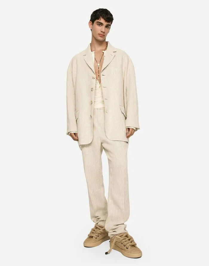 Dolce and Gabbana Trousers And Shorts Men Tailored Linen Pants Multicolor Dolce and Gabbana Trousers And Shorts Men Tailored Linen Pants Multicolor