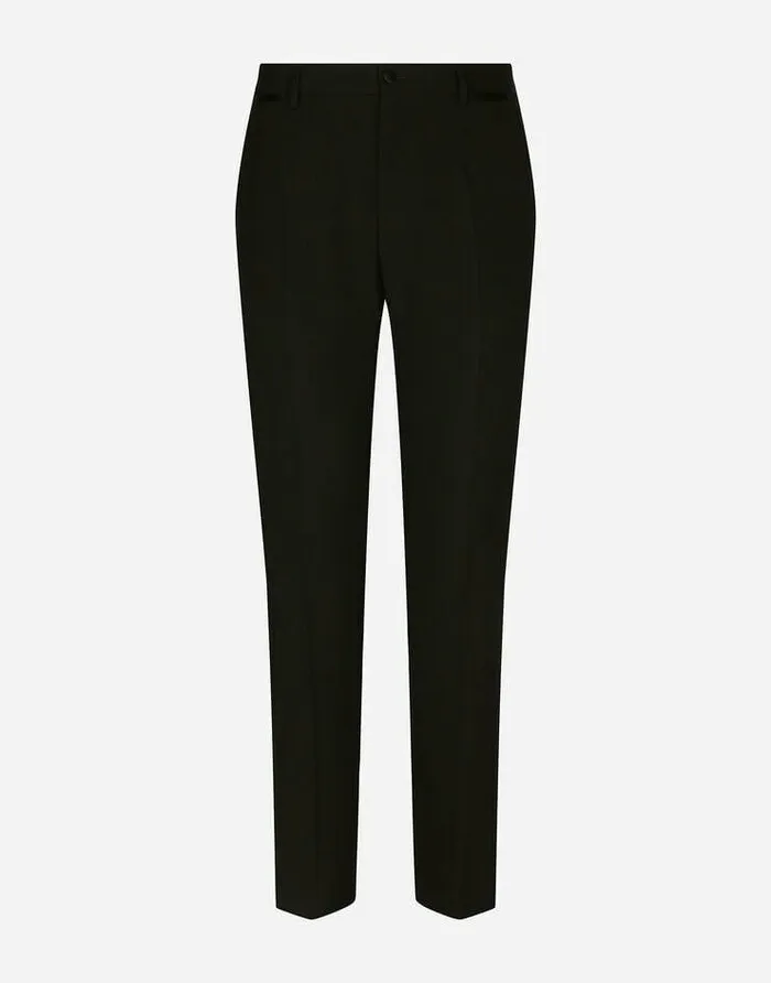 Dolce and Gabbana Trousers And Shorts Men Tailored Stretch Wool Tuxedo Pants Black Dolce and Gabbana Trousers And Shorts Men Tailored Stretch Wool Tuxedo Pants Black