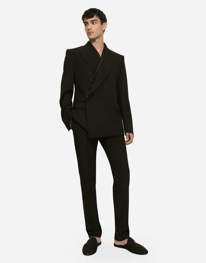 Dolce and Gabbana Trousers And Shorts Men Tailored Stretch Wool Tuxedo Pants Black Dolce and Gabbana Trousers And Shorts Men Tailored Stretch Wool Tuxedo Pants Black