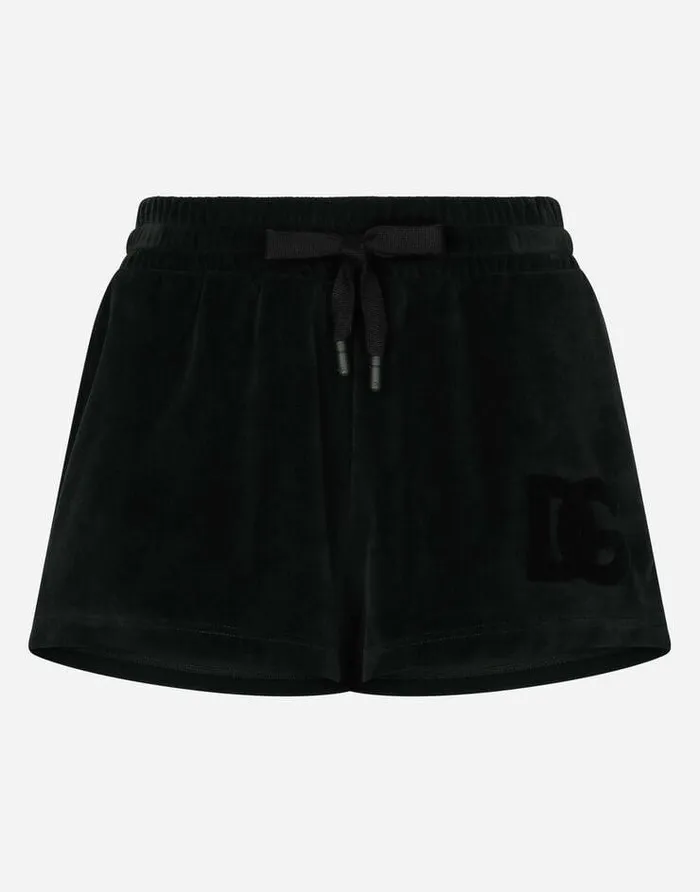 Dolce and Gabbana Trousers And Shorts Women Chenille Shorts With DolceandGabbana Embroidery Black Dolce and Gabbana Trousers And Shorts Women Chenille Shorts With DolceandGabbana Embroidery Black