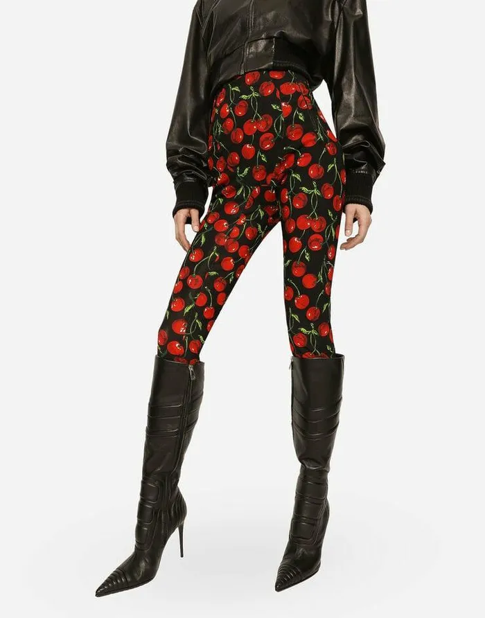 Dolce and Gabbana Trousers And Shorts Women Cherryprint Marquisette Shaper Pants Multicolor Dolce and Gabbana Trousers And Shorts Women Cherryprint Marquisette Shaper Pants Multicolor