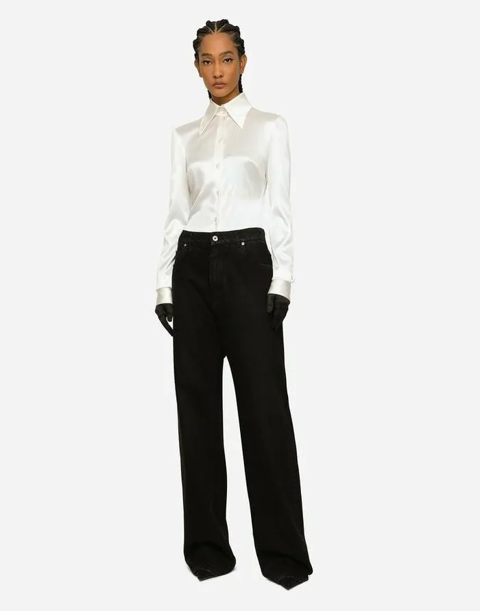 Dolce and Gabbana Trousers And Shorts Women KIM DOLCEandGABBANA Flared Deep Blue Denim Jeans Multicolor