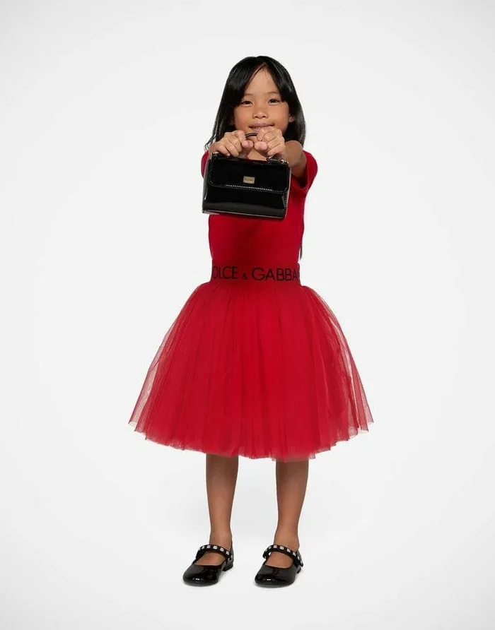 Dolce and Gabbana Trousers And Skirts Children Multilayered Tulle Midi Skirt With Branded Elastic Red Dolce and Gabbana Trousers And Skirts Children Multilayered Tulle Midi Skirt With Branded Elastic Red