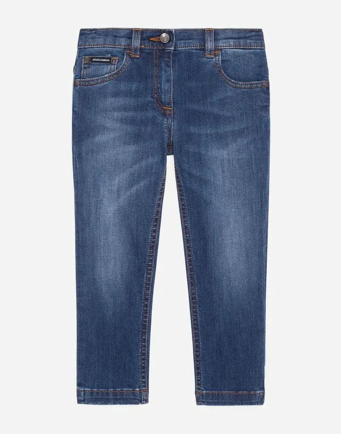 Dolce and Gabbana Trousers And Skirts Children Washed Stretch Denim Skinny Jeans Blue Dolce and Gabbana Trousers And Skirts Children Washed Stretch Denim Skinny Jeans Blue