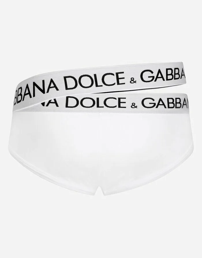 Dolce and Gabbana Underwear And Loungewear Men Twowaystretch Jersey Brando Briefs With Double Waistband White Dolce and Gabbana Underwear And Loungewear Men Twowaystretch Jersey Brando Briefs With Double Waistband White