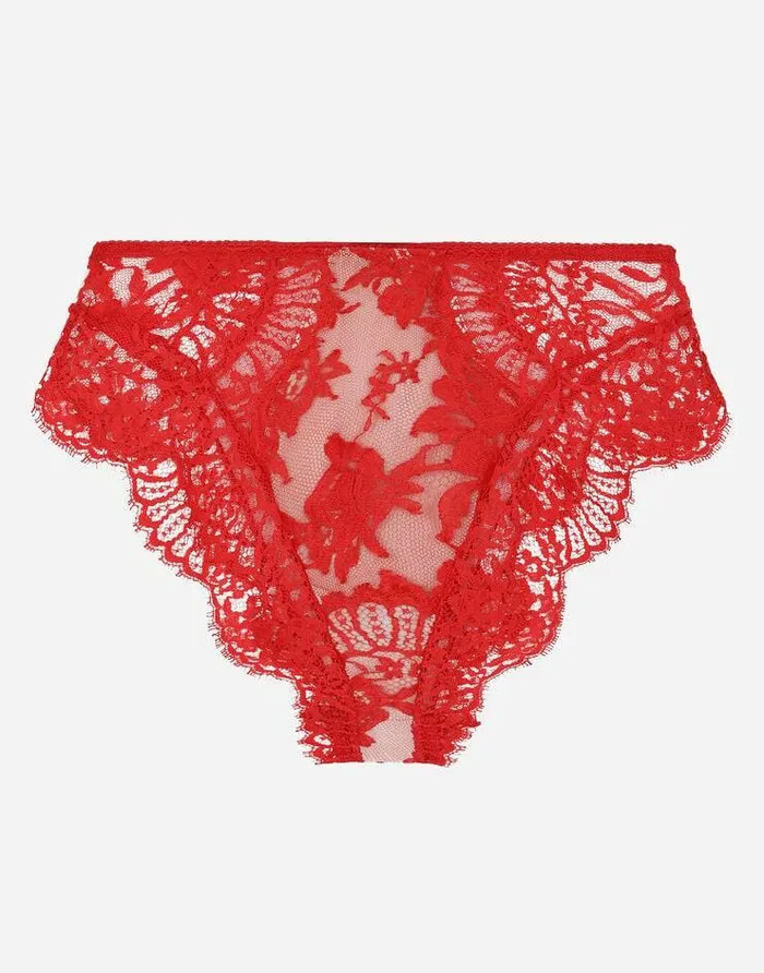 Dolce and Gabbana Underwear Women Highwaisted Lace Briefs Red