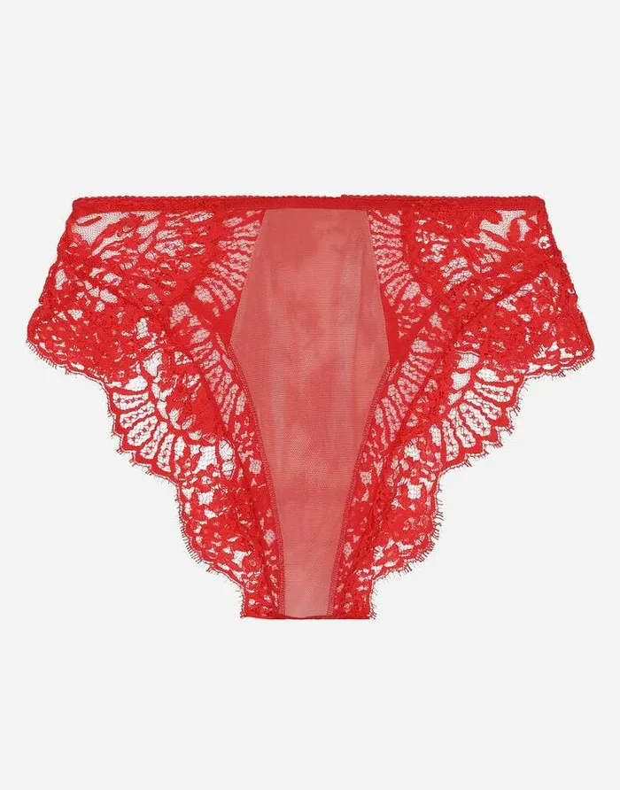 Dolce and Gabbana Underwear Women Highwaisted Lace Briefs Red Dolce and Gabbana Underwear Women Highwaisted Lace Briefs Red