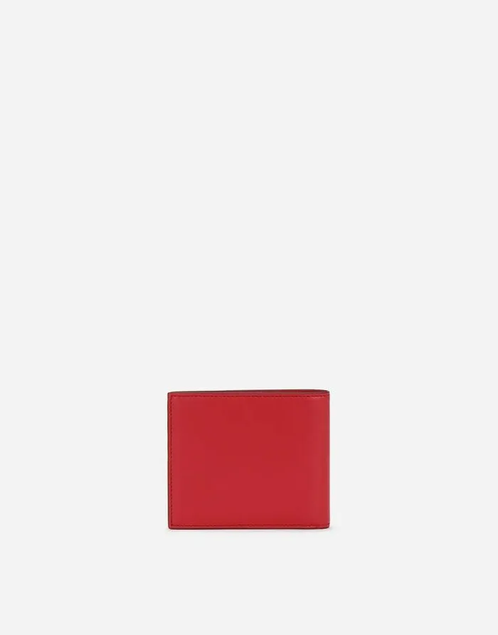 Dolce and Gabbana Wallets And Small Leather Goods Men Calfskin Bifold Wallet With Raised Logo Red Dolce and Gabbana Wallets And Small Leather Goods Men Calfskin Bifold Wallet With Raised Logo Red