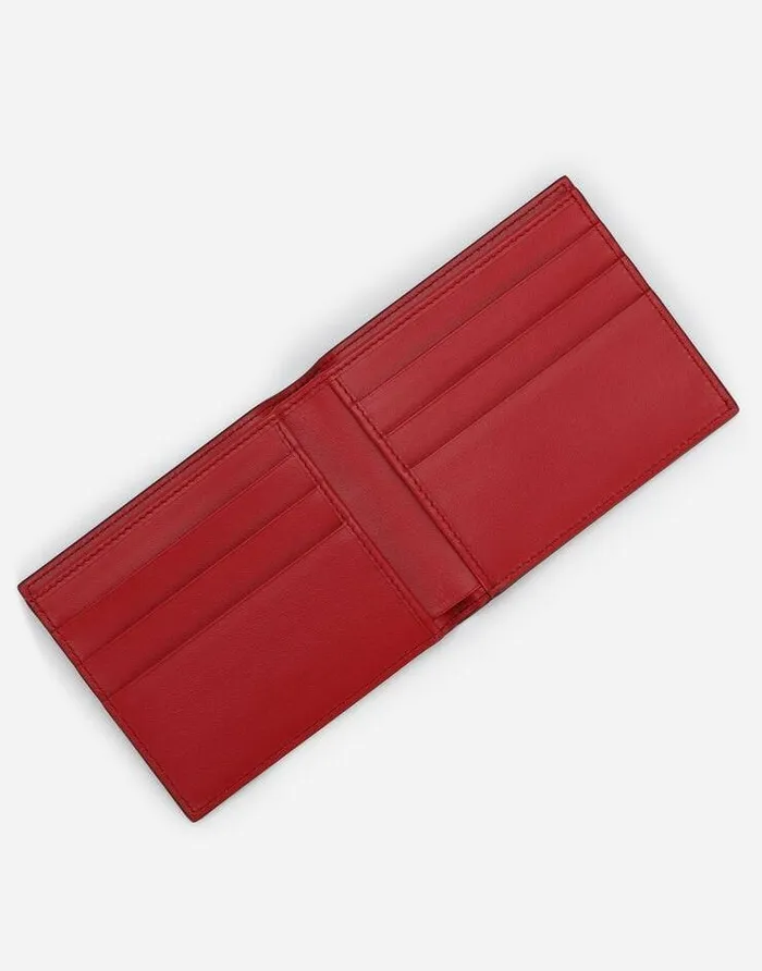 Dolce and Gabbana Wallets And Small Leather Goods Men Calfskin Bifold Wallet With Raised Logo Red Dolce and Gabbana Wallets And Small Leather Goods Men Calfskin Bifold Wallet With Raised Logo Red