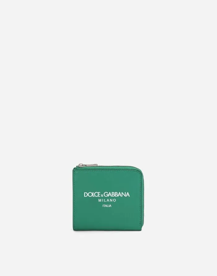 Dolce and Gabbana Wallets And Small Leather Goods Men Calfskin Card Holder With Logo Green