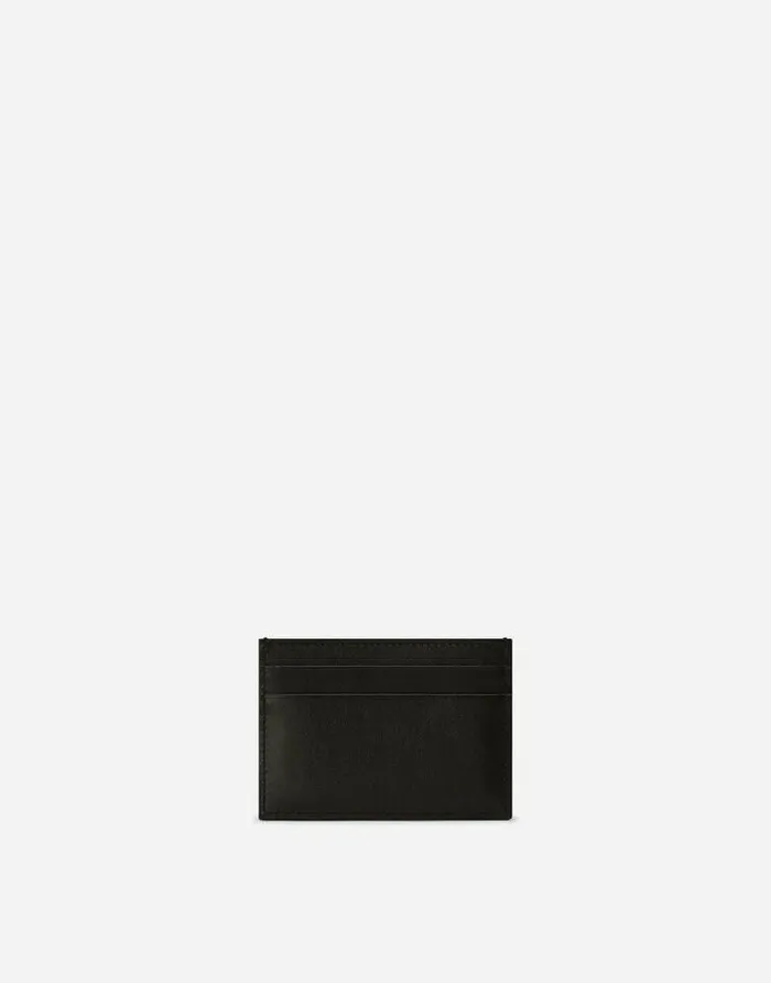 Dolce and Gabbana Wallets And Small Leather Goods Men Calfskin Card Holder With Raised Logo Black