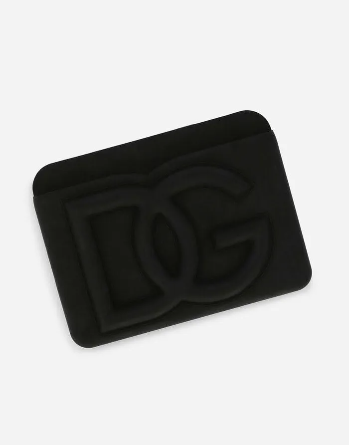 Dolce and Gabbana Wallets And Small Leather Goods Men Rubber Card Holder With Embossed Logo Black