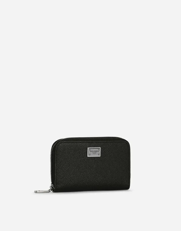 Dolce and Gabbana Wallets And Small Leather Goods Men Small Calfskin Ziparound Wallet With Logo Tag Black Dolce and Gabbana Wallets And Small Leather Goods Men Small Calfskin Ziparound Wallet With Logo Tag Black