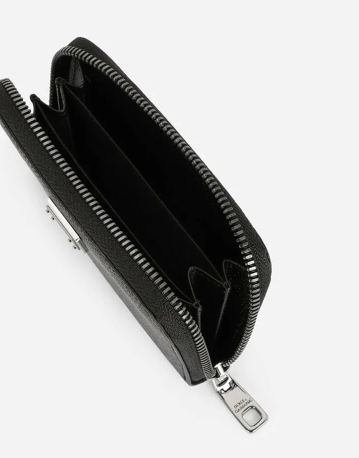 Dolce and Gabbana Wallets And Small Leather Goods Men Small Calfskin Ziparound Wallet With Logo Tag Black Dolce and Gabbana Wallets And Small Leather Goods Men Small Calfskin Ziparound Wallet With Logo Tag Black