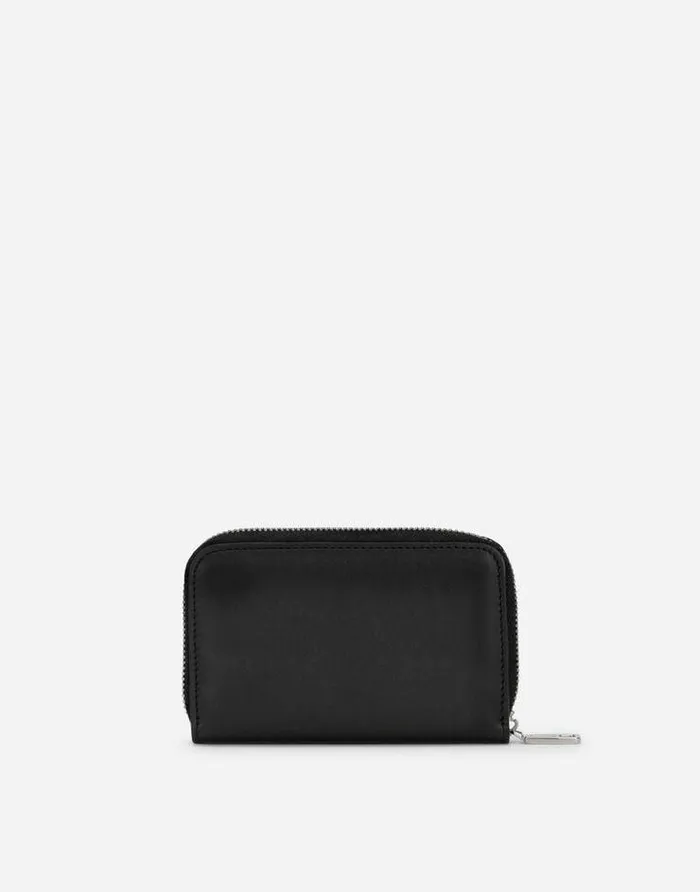 Dolce and Gabbana Wallets And Small Leather Goods Men Small Ziparound Wallet In Calfskin With Raised Logo Black Dolce and Gabbana Wallets And Small Leather Goods Men Small Ziparound Wallet In Calfskin With Raised Logo Black