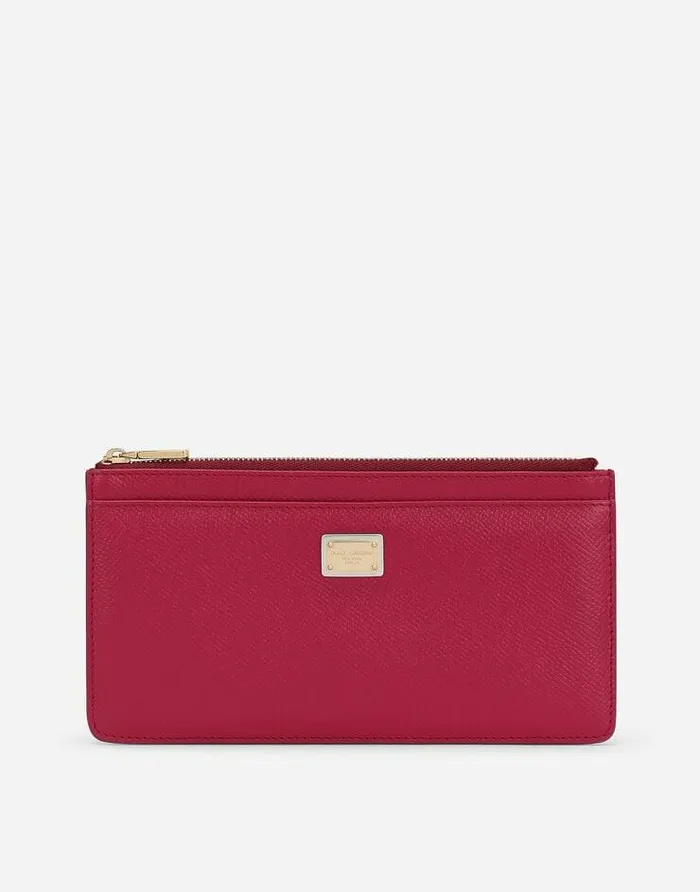 Dolce and Gabbana Wallets And Small Leather Goods Women Large Dauphine Calfskin Card Holder Fuchsia