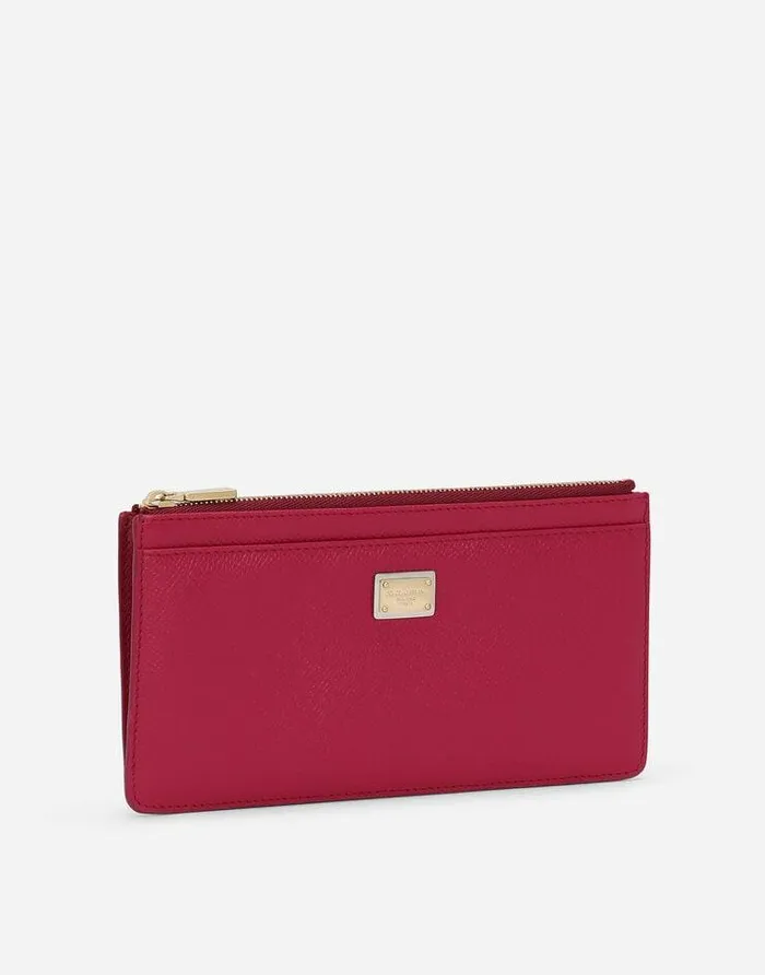Dolce and Gabbana Wallets And Small Leather Goods Women Large Dauphine Calfskin Card Holder Fuchsia