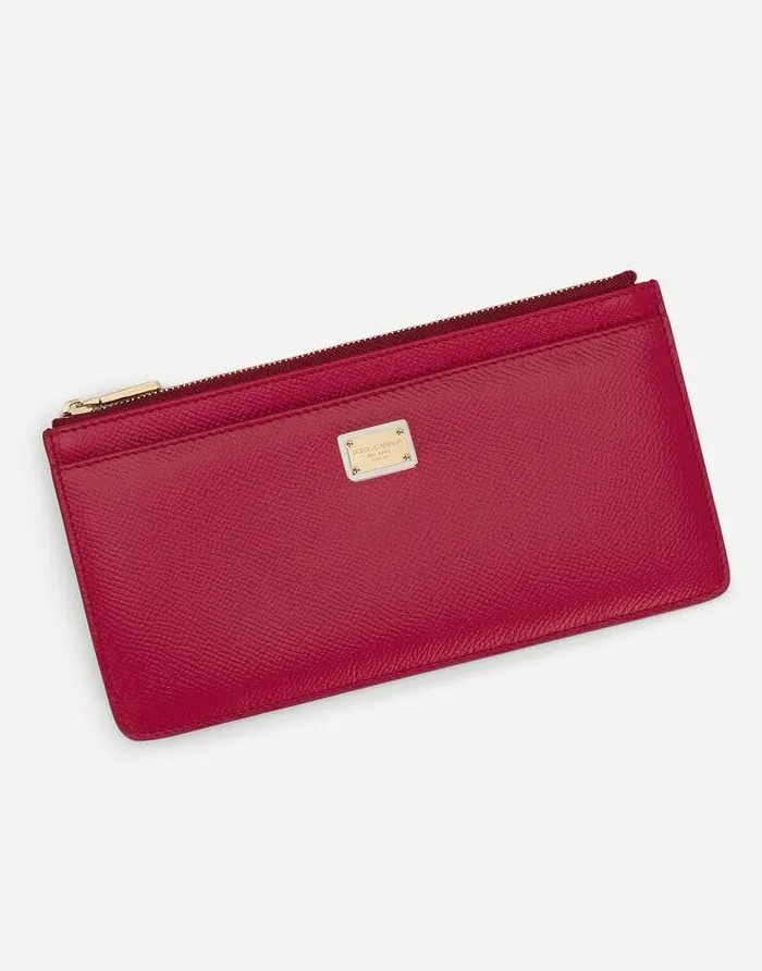 Dolce and Gabbana Wallets And Small Leather Goods Women Large Dauphine Calfskin Card Holder Fuchsia