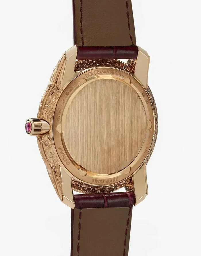 Dolce and Gabbana WatchesandStraps Women DG7 Gattopardo Watch In Red Gold With Pink Mother Of Pearl And Rubies Bordeaux Dolce and Gabbana WatchesandStraps Women DG7 Gattopardo Watch In Red Gold With Pink Mother Of Pearl And Rubies Bordeaux